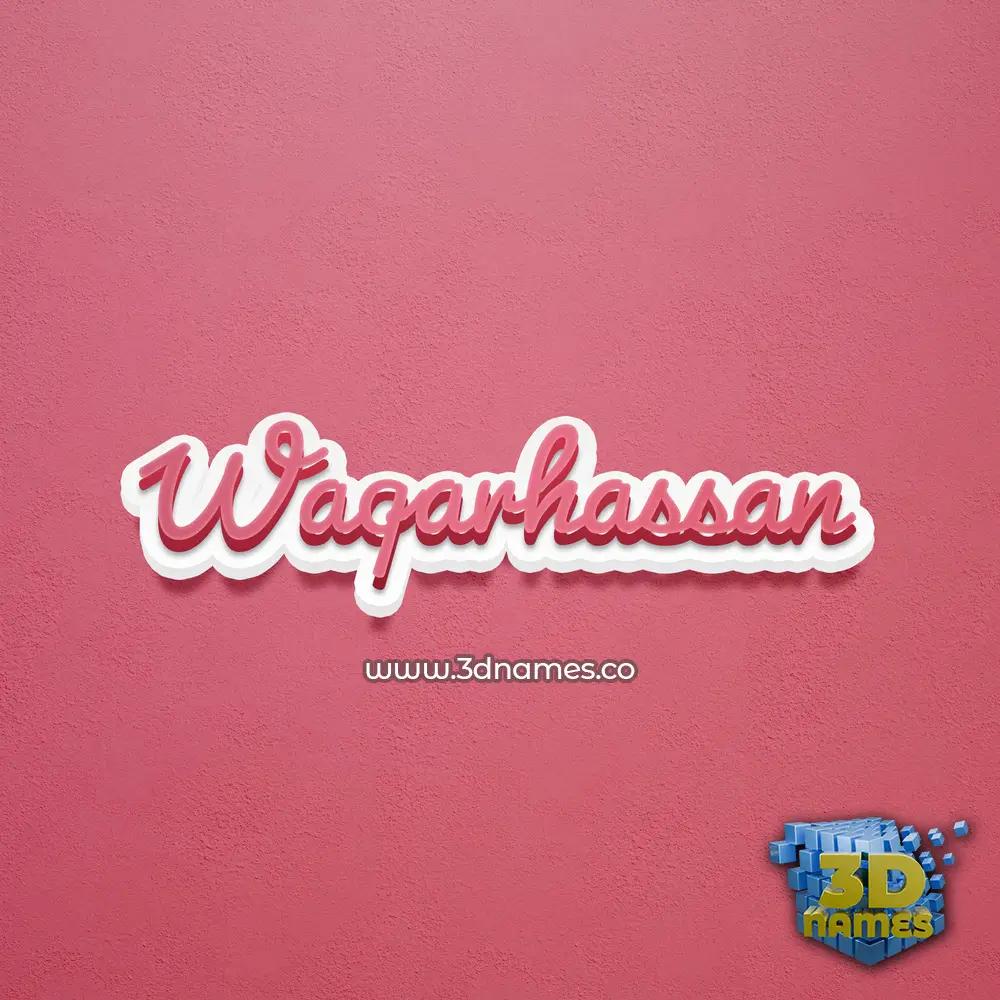 waqarhassan in Red Scribble style - 3D name wallpaper