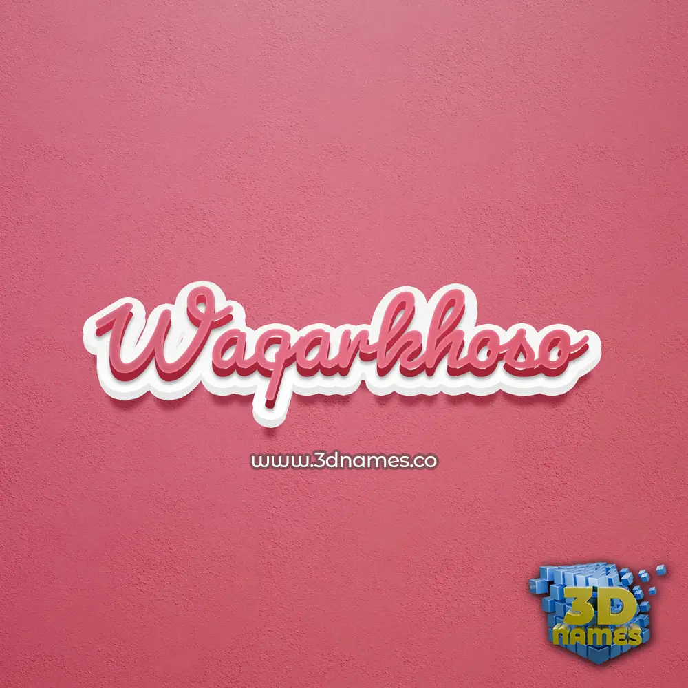 waqarkhoso in Red Scribble style - 3D name wallpaper