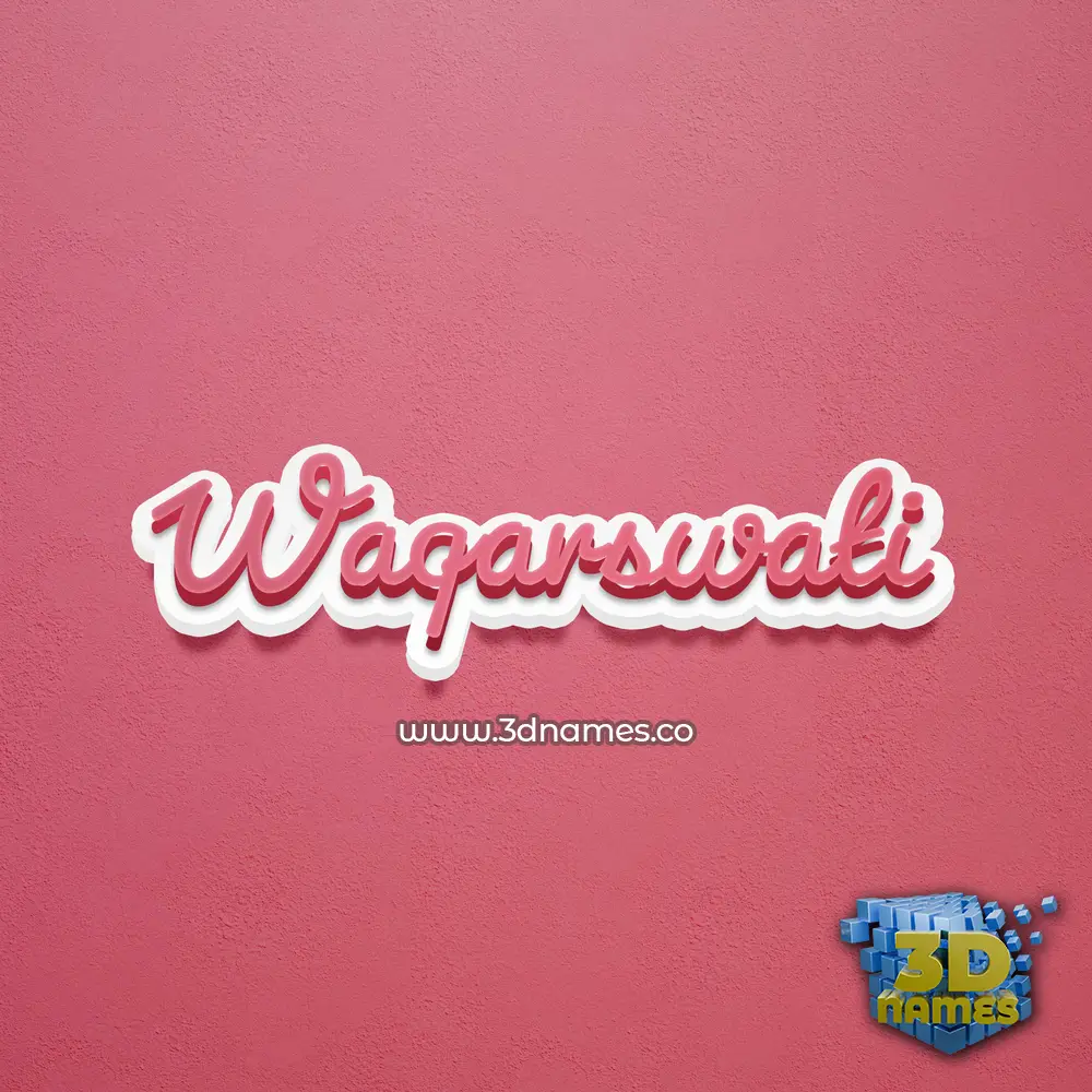 waqarswati in Red Scribble style - 3D name wallpaper