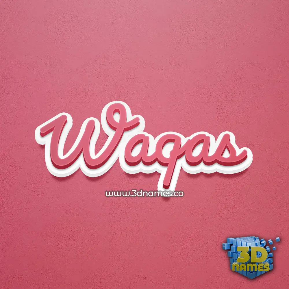 waqas in Red Scribble style - 3D name wallpaper