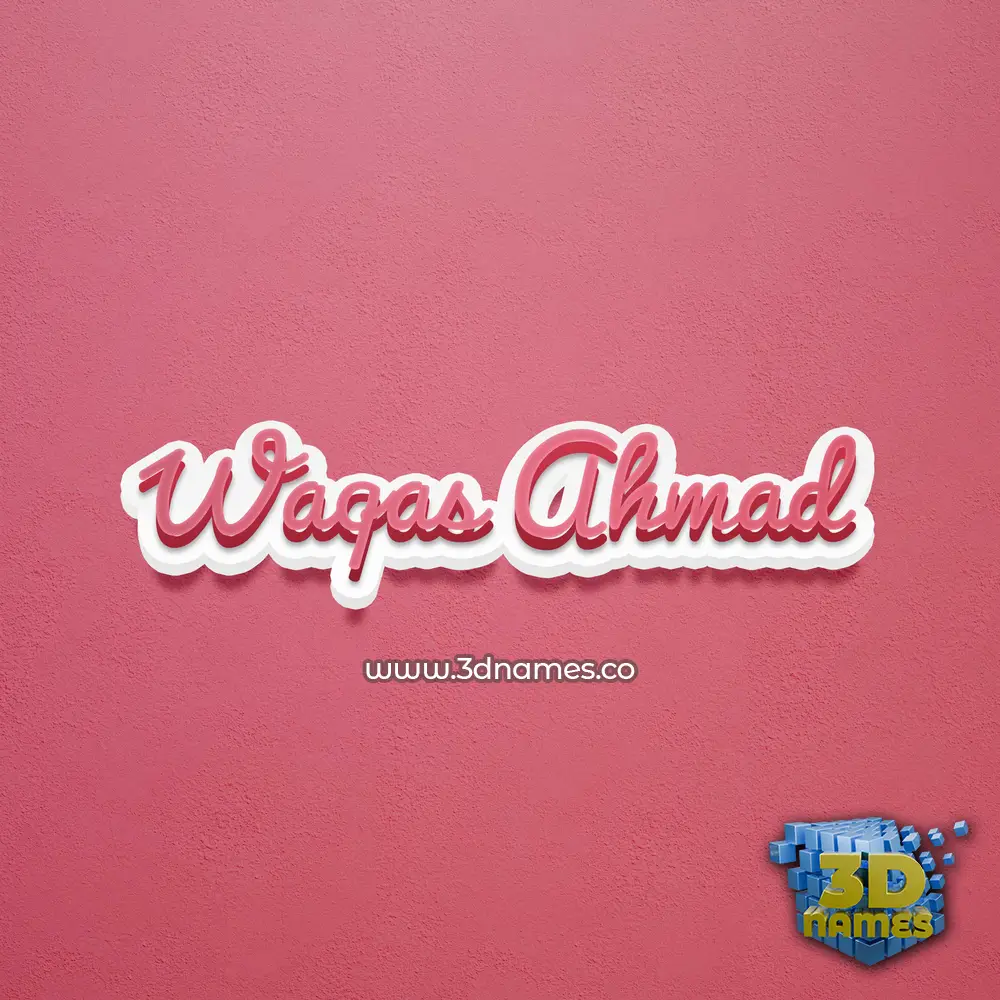 waqas ahmad in Red Scribble style - 3D name wallpaper