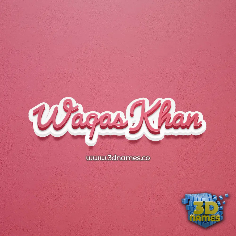 waqas khan in Red Scribble style - 3D name wallpaper
