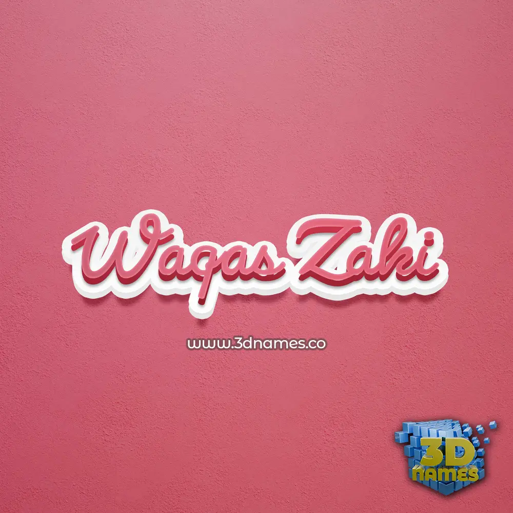 waqas zaki in Red Scribble style - 3D name wallpaper