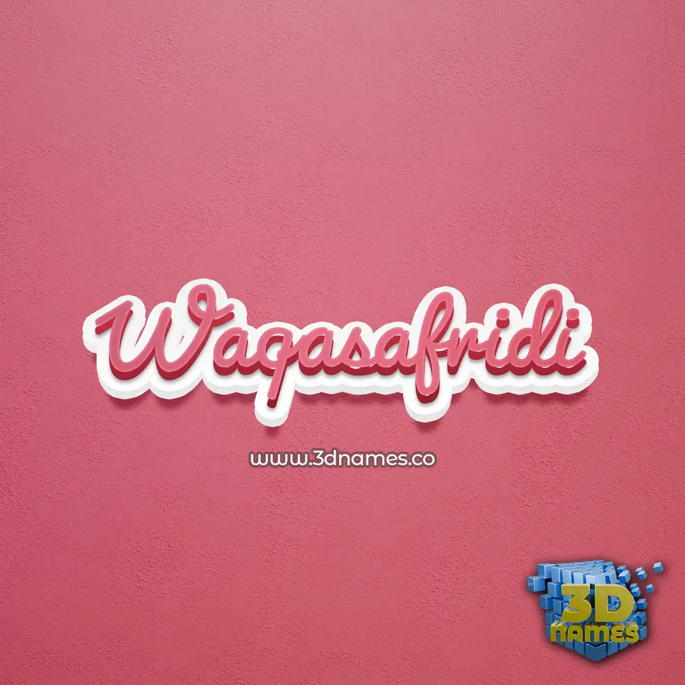 waqasafridi in Red Scribble style - 3D name wallpaper