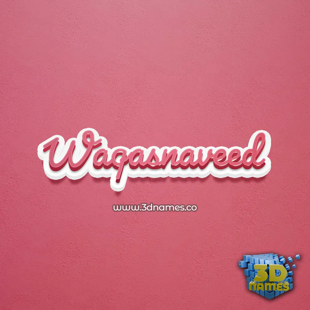 waqasnaveed in Red Scribble style - 3D name wallpaper