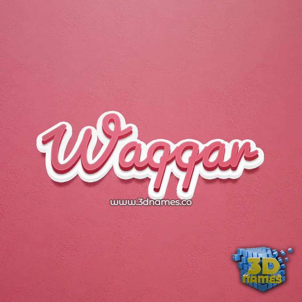 waqqar in Red Scribble style - 3D name wallpaper