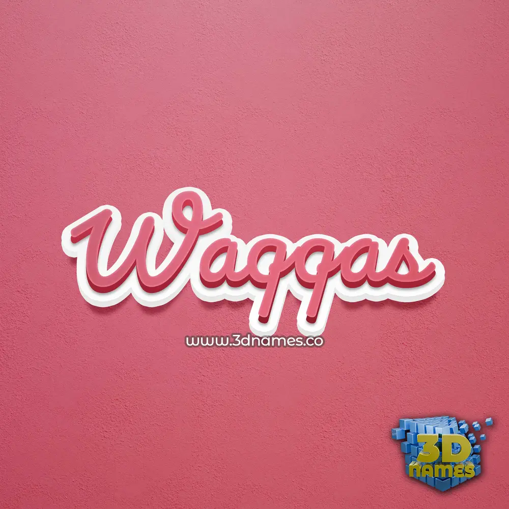 waqqas in Red Scribble style - 3D name wallpaper