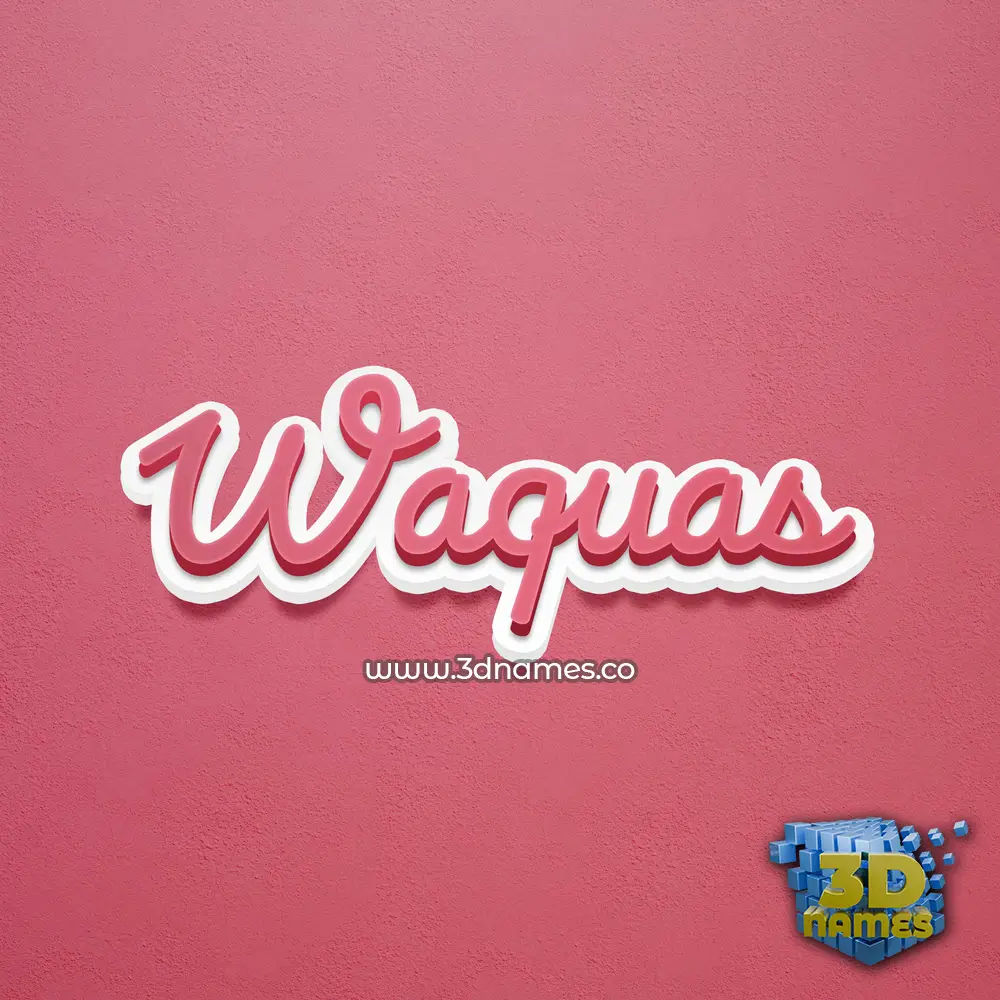 waquas in Red Scribble style - 3D name wallpaper