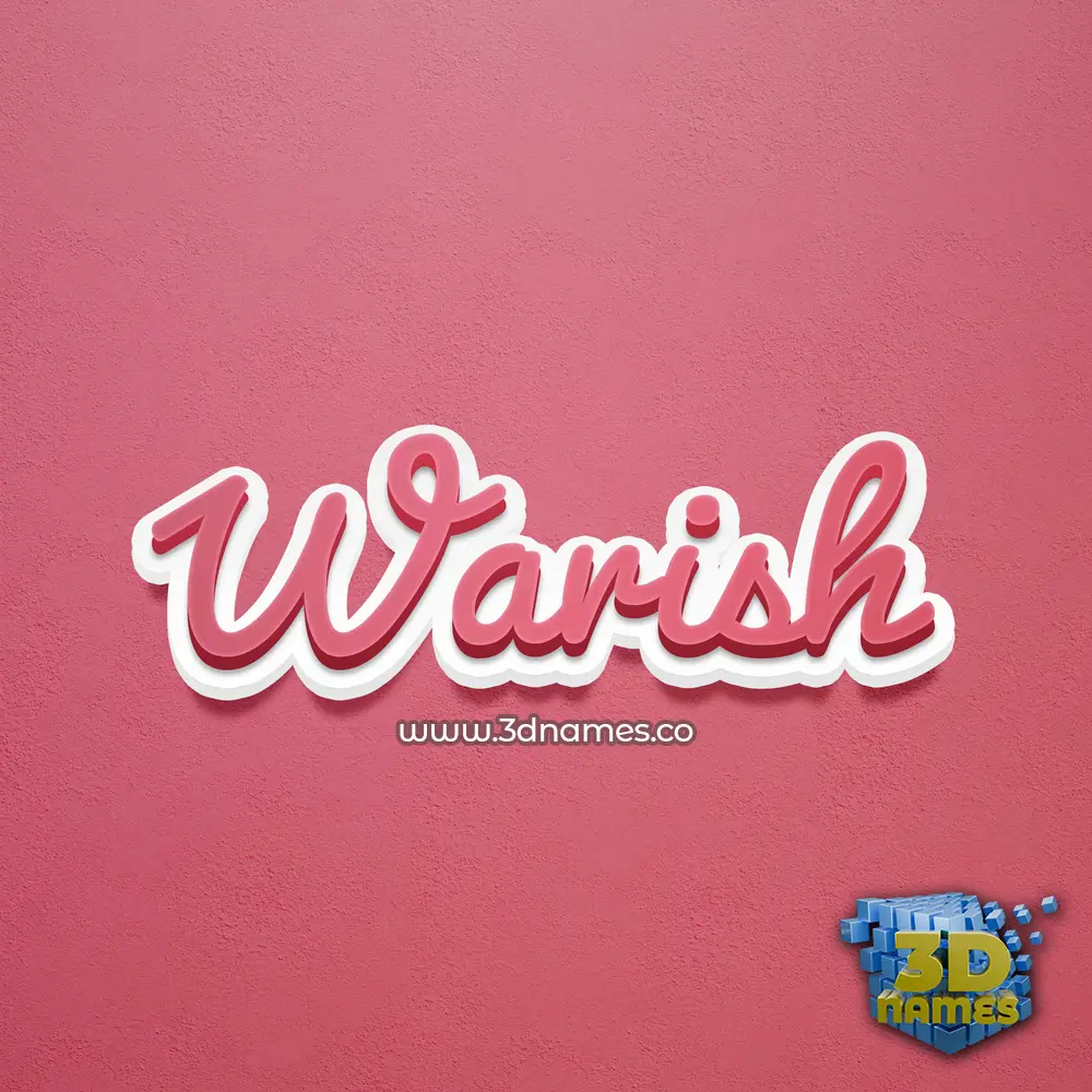 warish in Red Scribble style - 3D name wallpaper