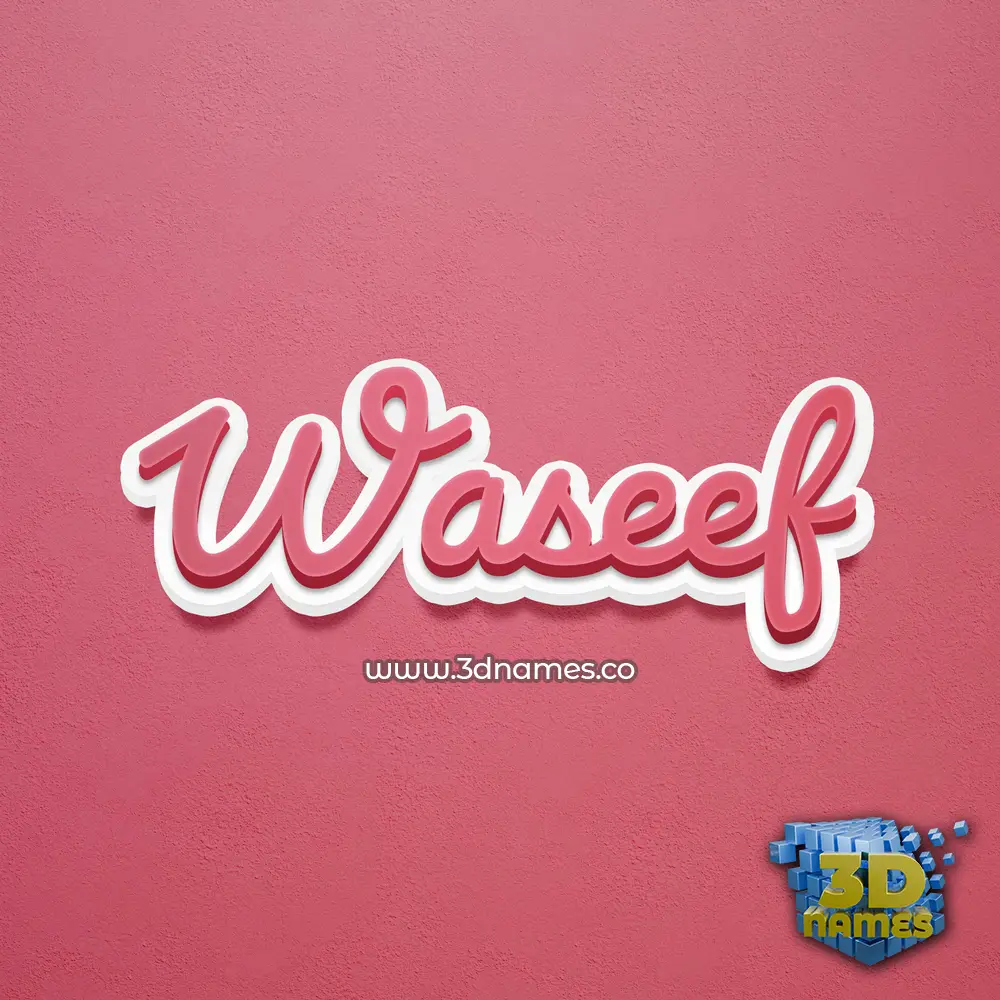waseef in Red Scribble style - 3D name wallpaper