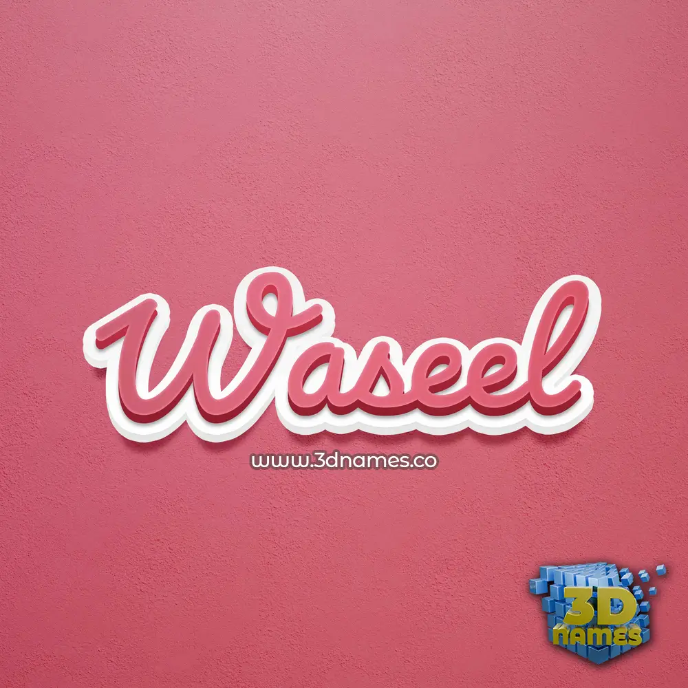 waseel in Red Scribble style - 3D name wallpaper