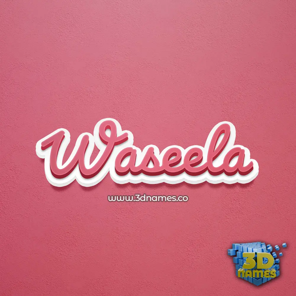 waseela in Red Scribble style - 3D name wallpaper