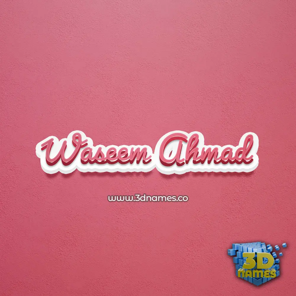 waseem ahmad in Red Scribble style - 3D name wallpaper