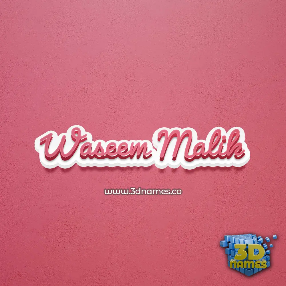 waseem malik in Red Scribble style - 3D name wallpaper