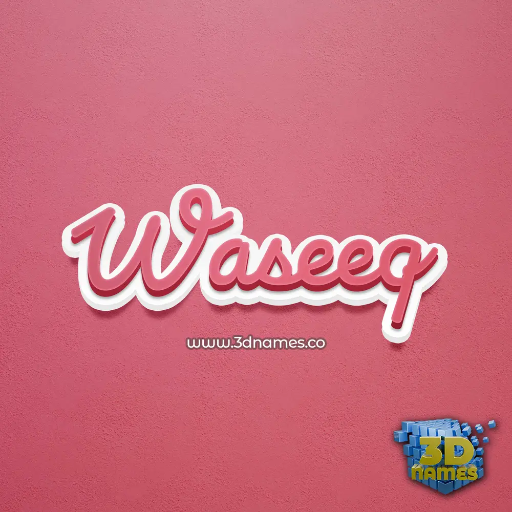 waseeq in Red Scribble style - 3D name wallpaper