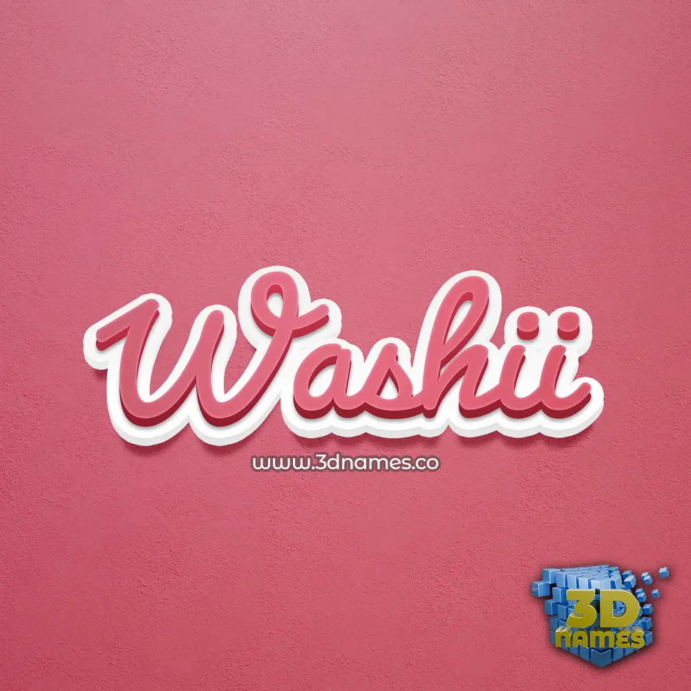 washii in Red Scribble style - 3D name wallpaper