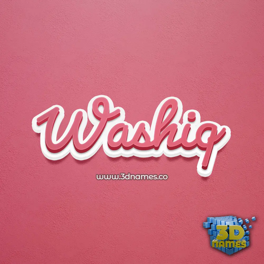 washiq in Red Scribble style - 3D name wallpaper