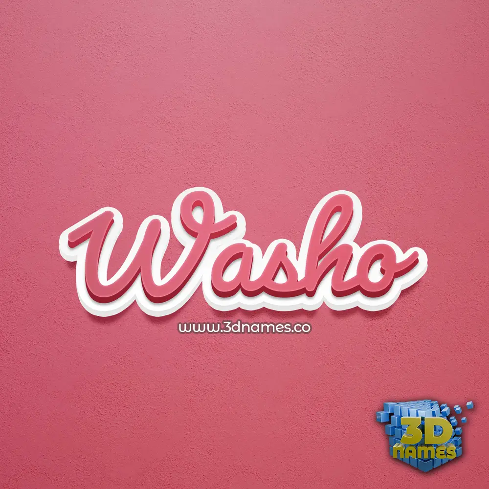washo in Red Scribble style - 3D name wallpaper