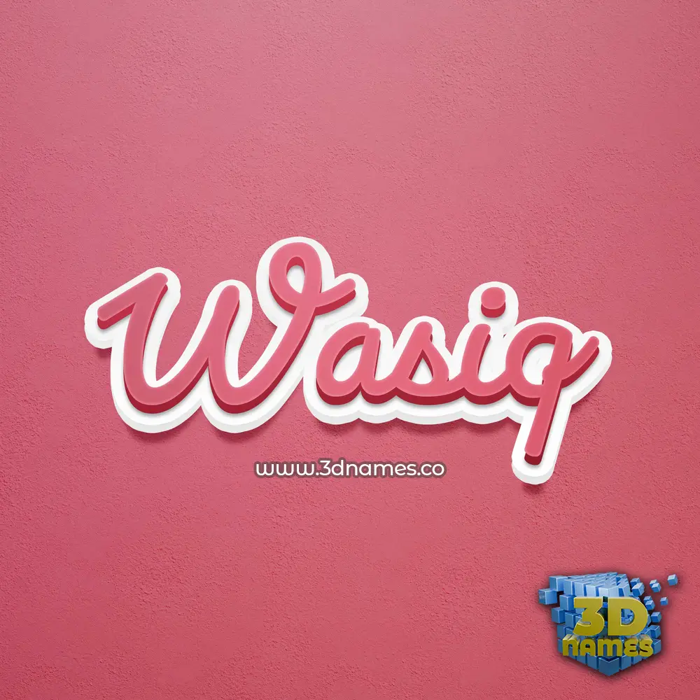 wasiq in Red Scribble style - 3D name wallpaper
