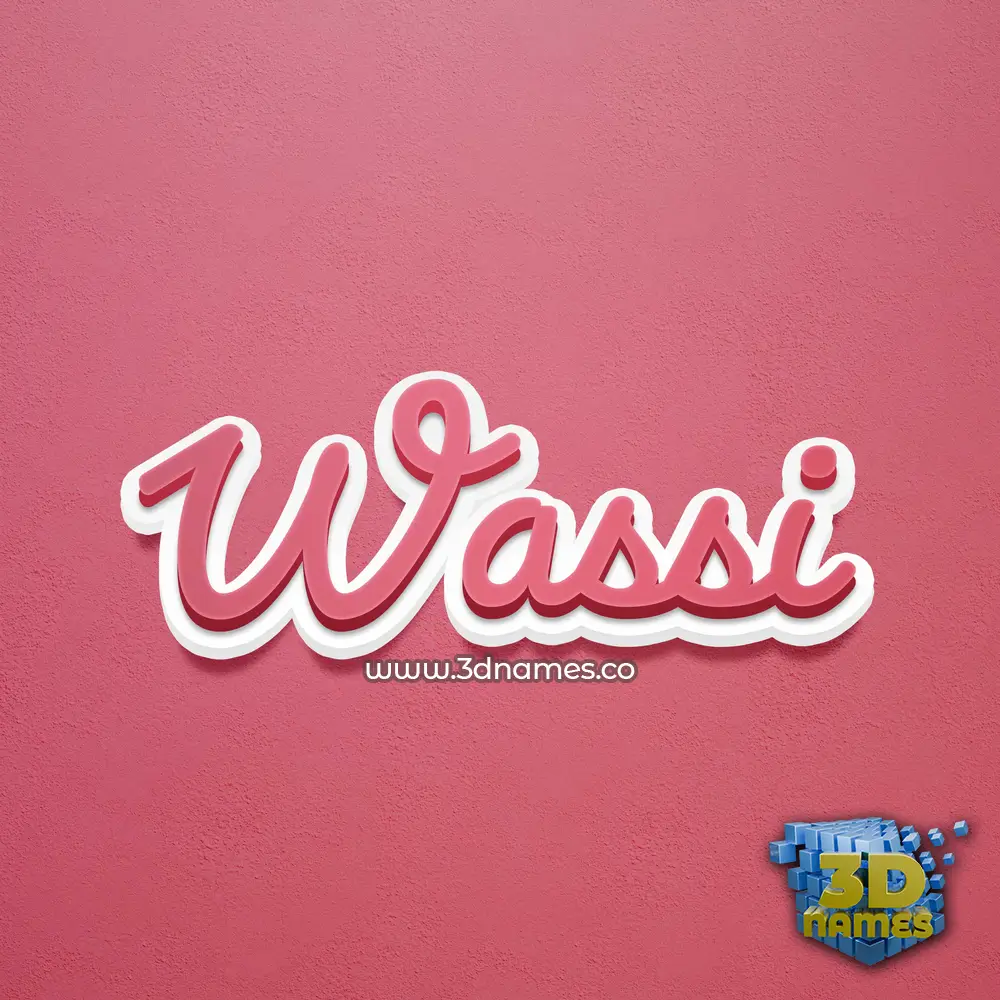 wassi in Red Scribble style - 3D name wallpaper