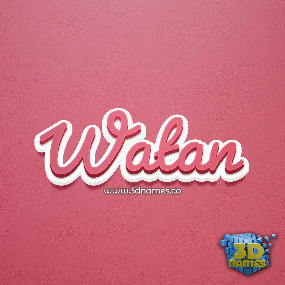 watan in Red Scribble style - 3D name wallpaper