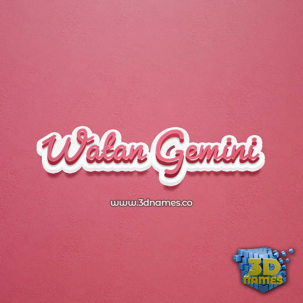 watan gemini in Red Scribble style - 3D name wallpaper