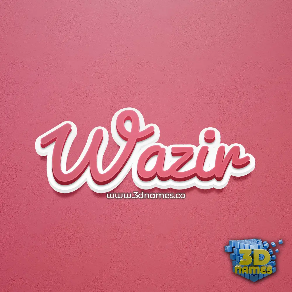 wazir in Red Scribble style - 3D name wallpaper