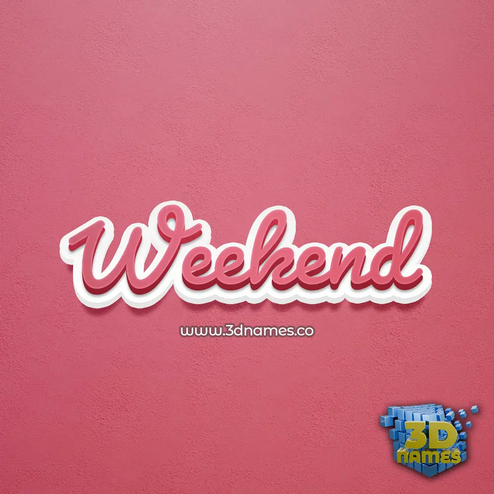 weekend in Red Scribble style - 3D name wallpaper
