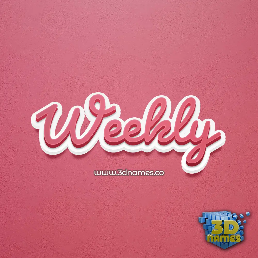 weekly in Red Scribble style - 3D name wallpaper