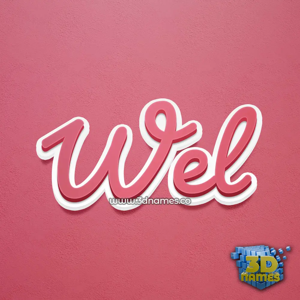 wel in Red Scribble style - 3D name wallpaper