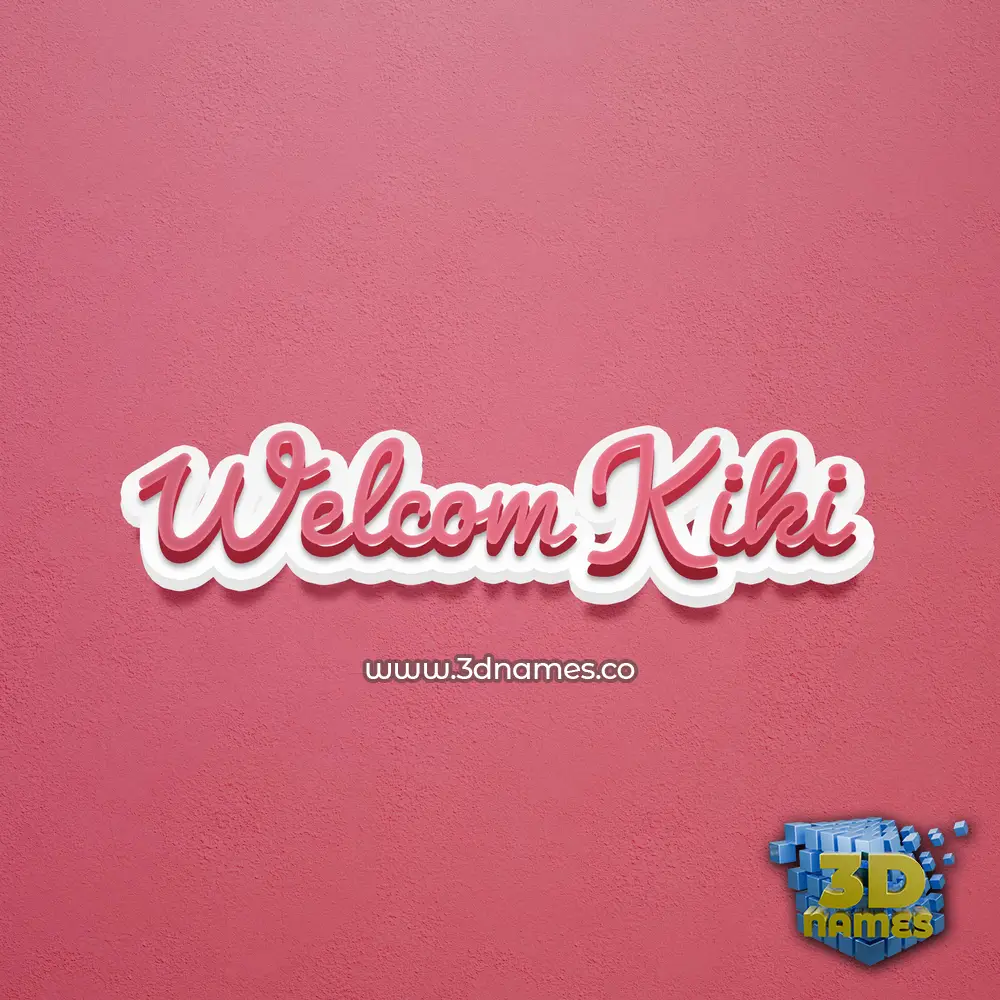 welcom kiki in Red Scribble style - 3D name wallpaper