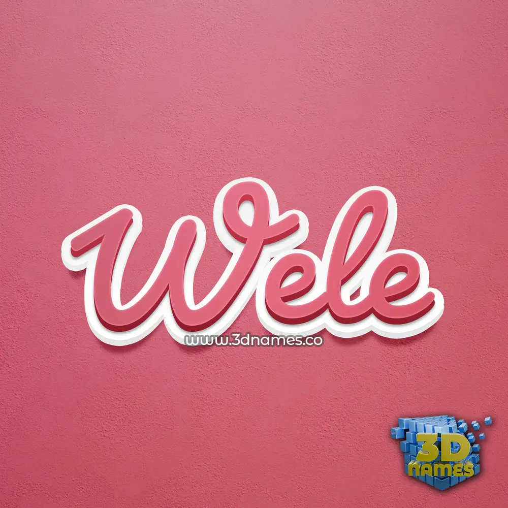 wele in Red Scribble style - 3D name wallpaper