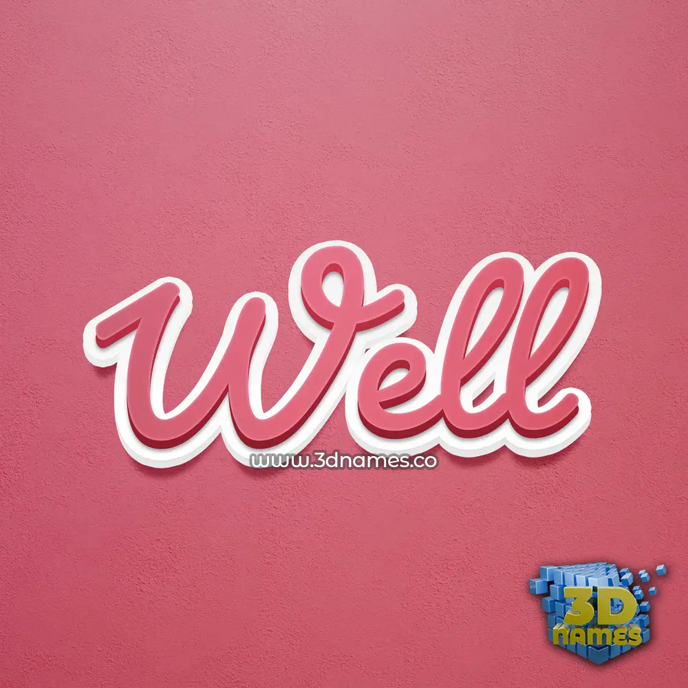 well in Red Scribble style - 3D name wallpaper