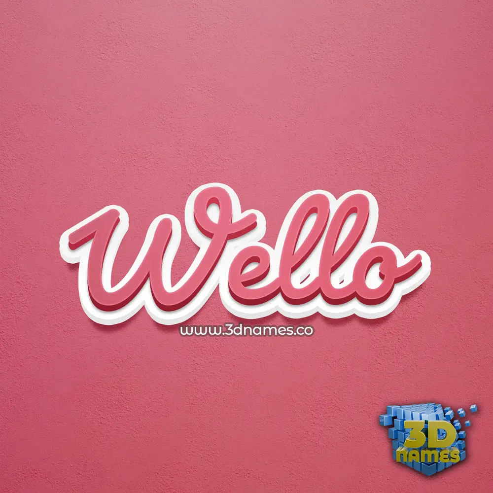 wello in Red Scribble style - 3D name wallpaper