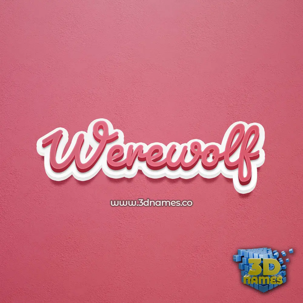 werewolf in Red Scribble style - 3D name wallpaper