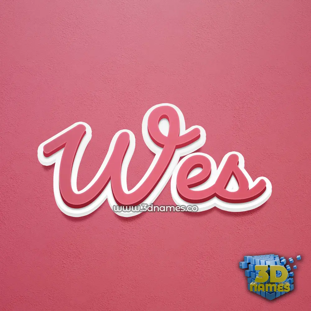 wes in Red Scribble style - 3D name wallpaper