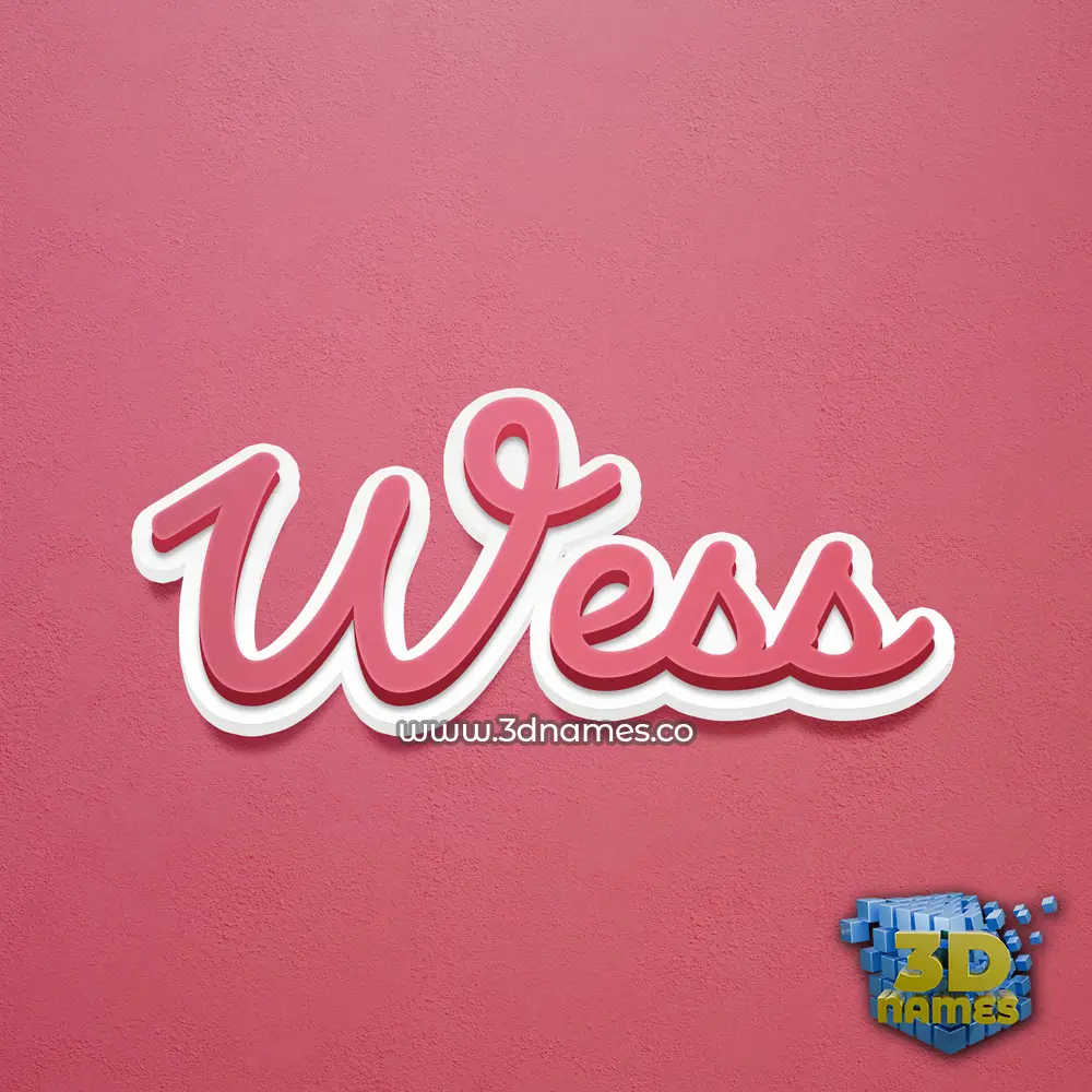 wess in Red Scribble style - 3D name wallpaper
