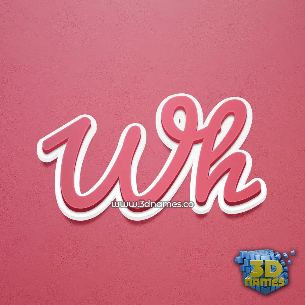 wh in Red Scribble style - 3D name wallpaper