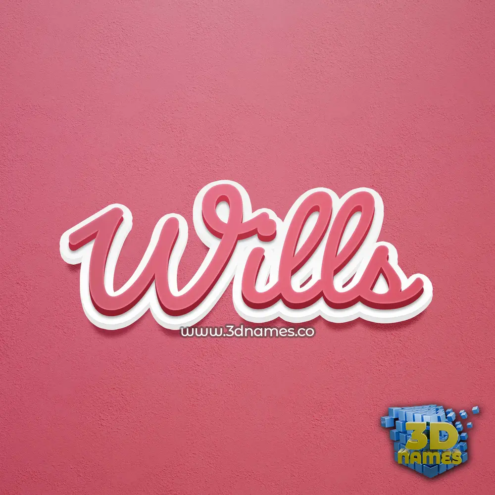 wills in Red Scribble style - 3D name wallpaper