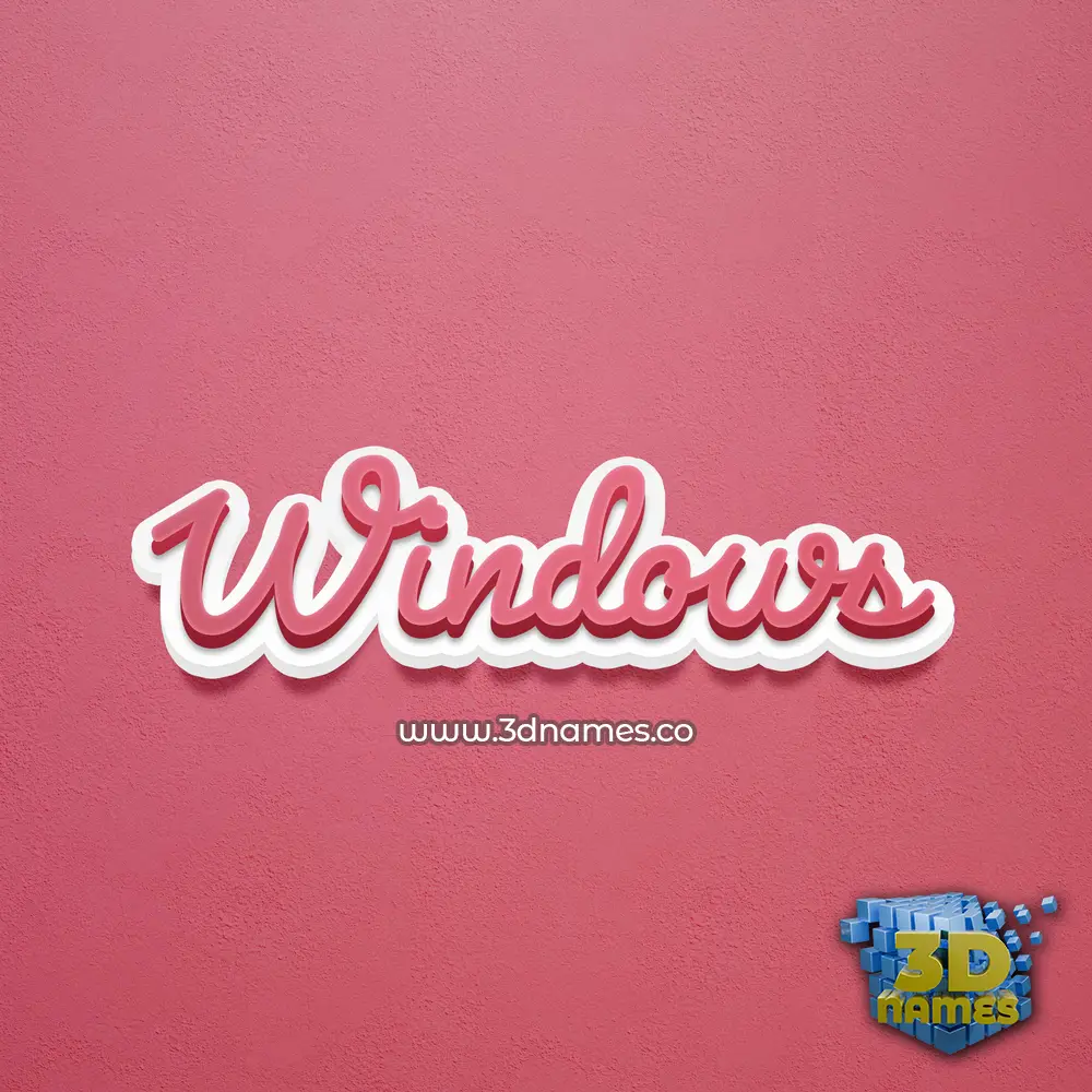 windows in Red Scribble style - 3D name wallpaper