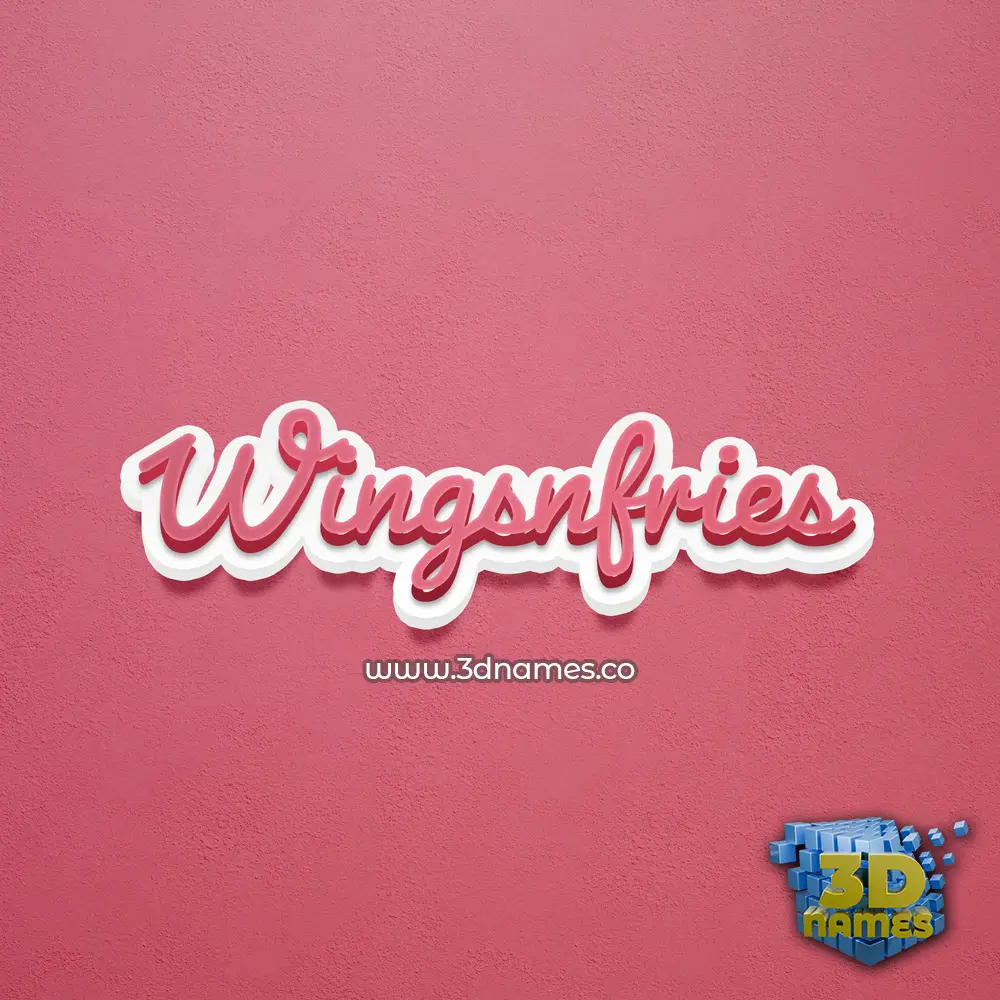 wingsnfries in Red Scribble style - 3D name wallpaper
