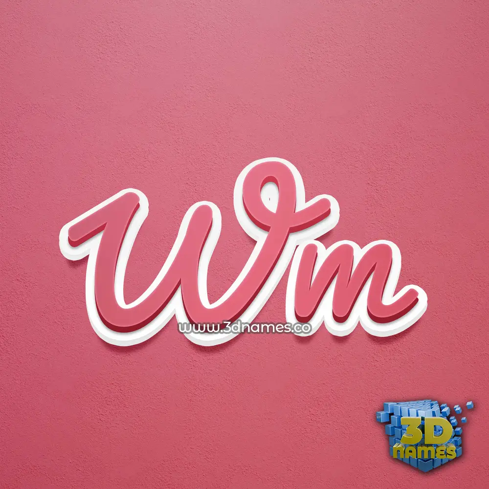 wm in Red Scribble style - 3D name wallpaper