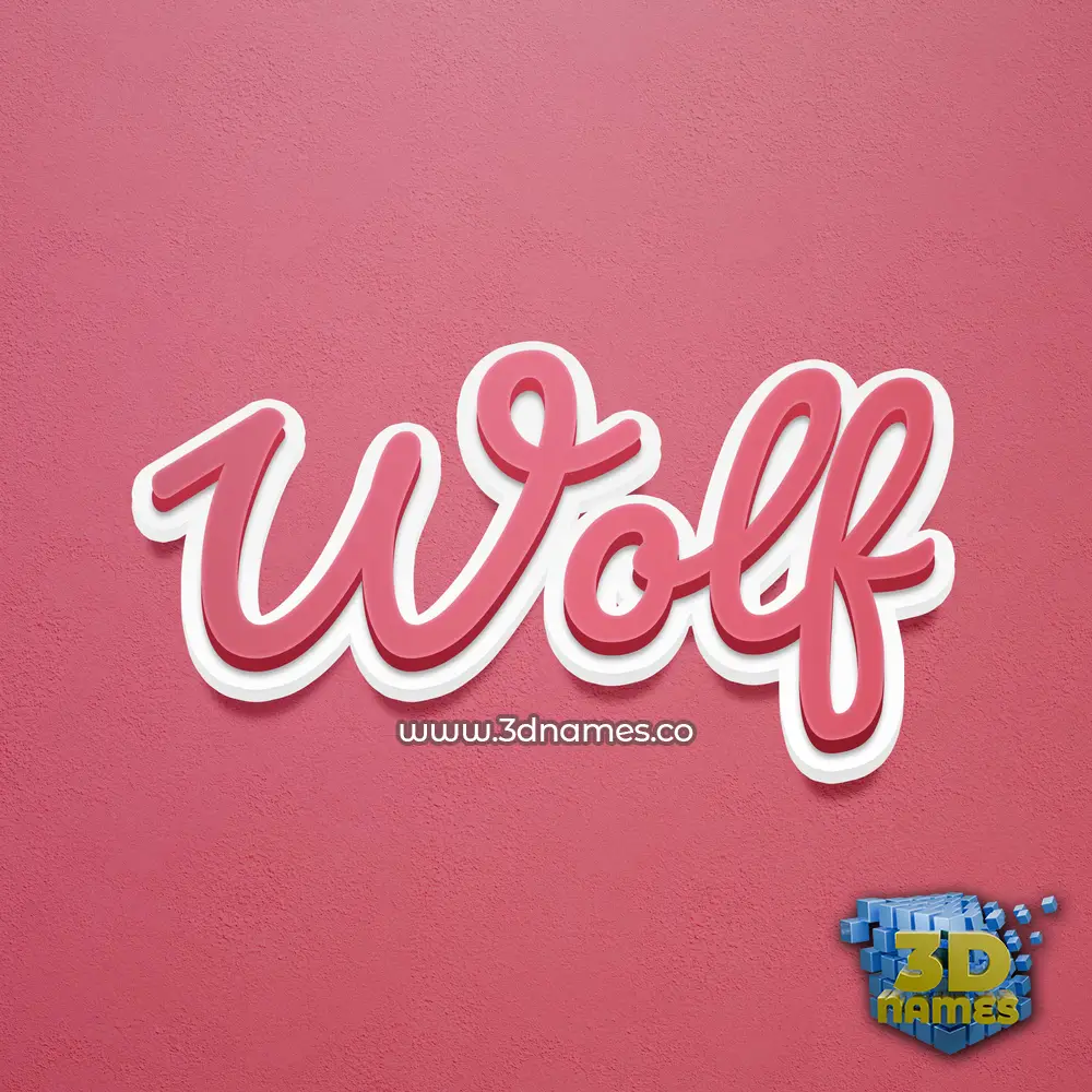 wolf in Red Scribble style - 3D name wallpaper