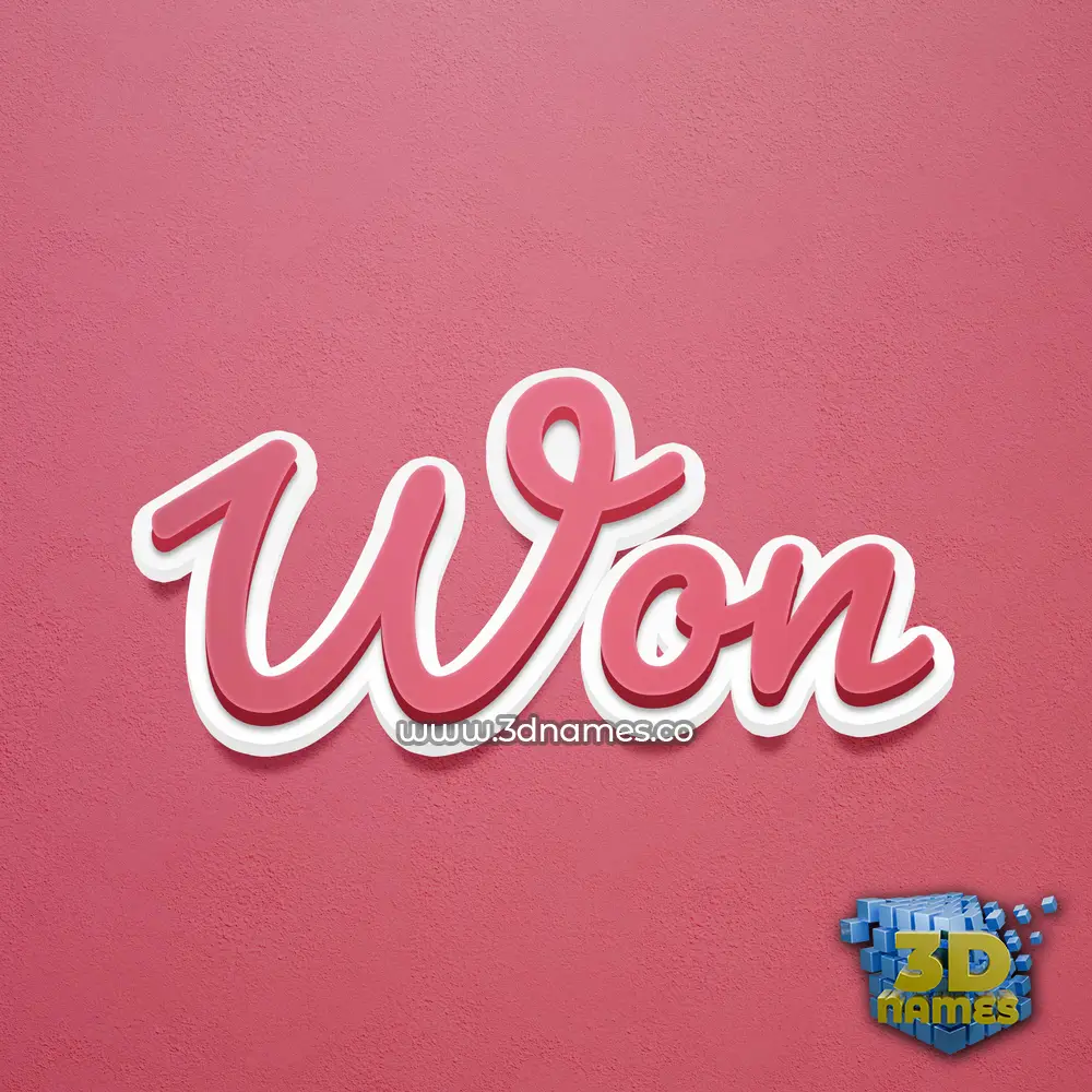 won in Red Scribble style - 3D name wallpaper