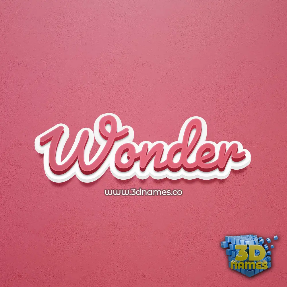 wonder in Red Scribble style - 3D name wallpaper