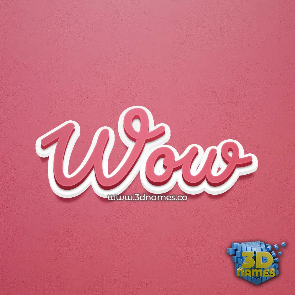 wow in Red Scribble style - 3D name wallpaper