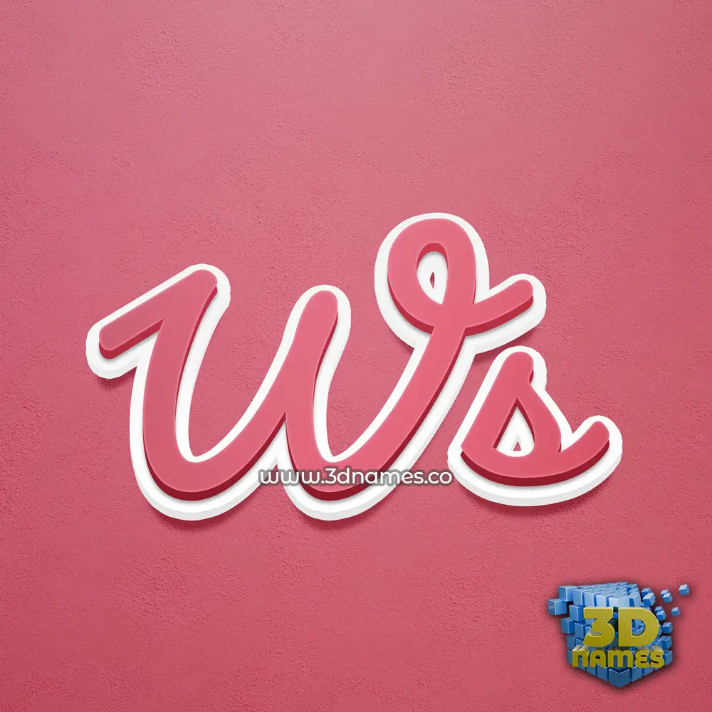 ws in Red Scribble style - 3D name wallpaper