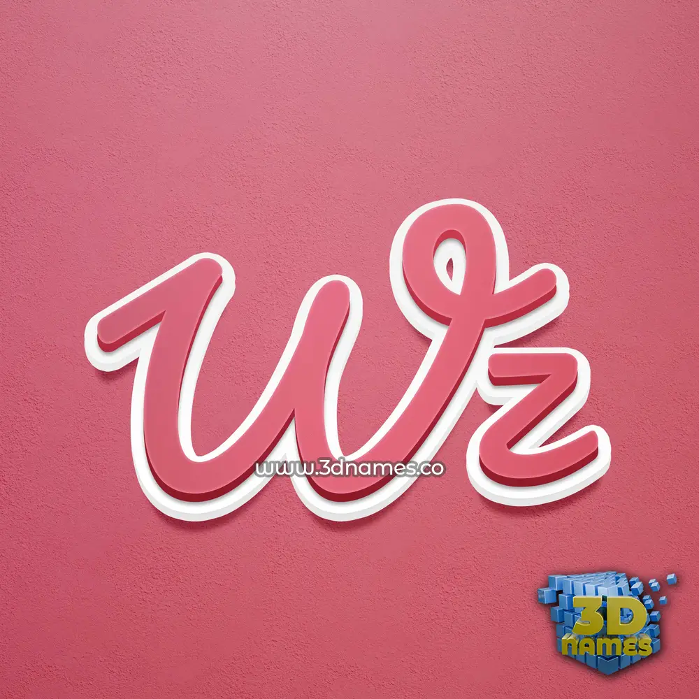 wz in Red Scribble style - 3D name wallpaper
