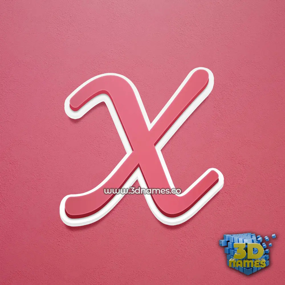 x in Red Scribble style - 3D name wallpaper