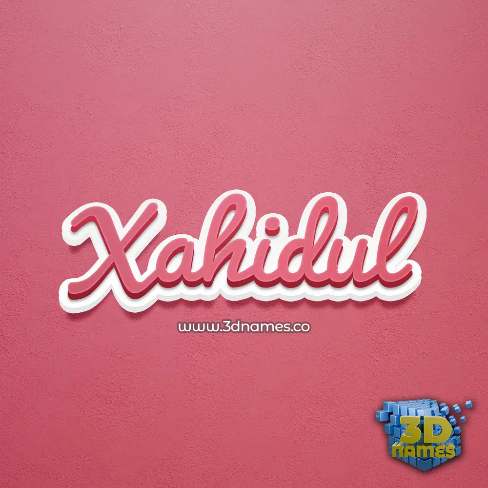 xahidul in Red Scribble style - 3D name wallpaper